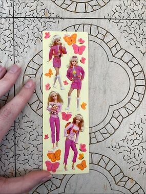 Barbie Pink and Orange Butterfly Sticker Strip